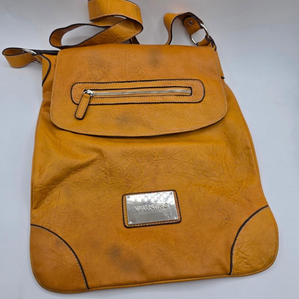 Valentino by Serendipity Italian Couture Mustard Yellow Crossbody Messenger Bag